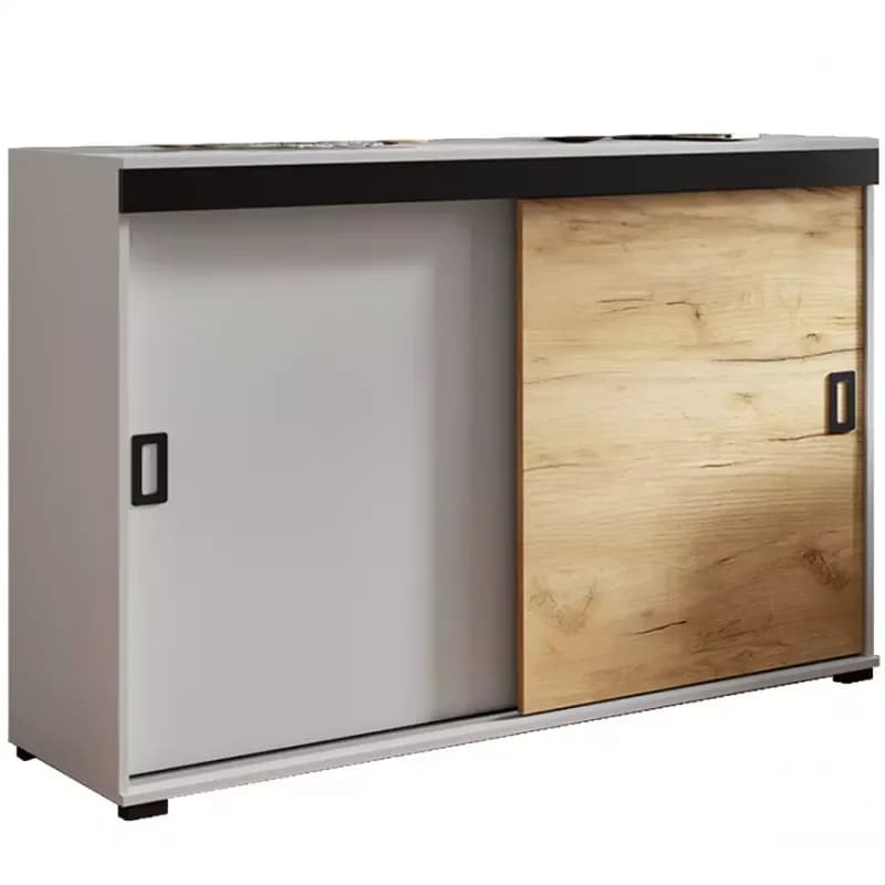 Komoda Retro 140 Biely/Craft +Čierna Rukoväte 1