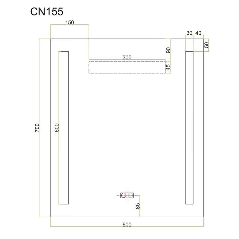 Mereo Zrkadlo 60x70 cm s LED osvetlením a odhmlievaním CN155 2