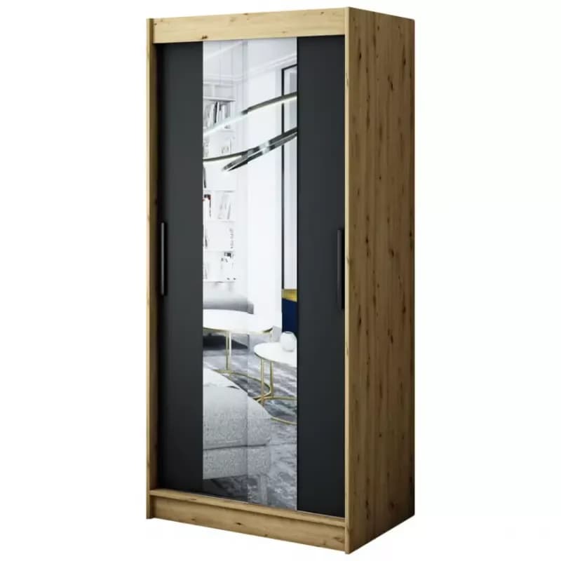 Skriňa Halifax T1 100 Dub Artisan/čierna/Zrkadlo 1