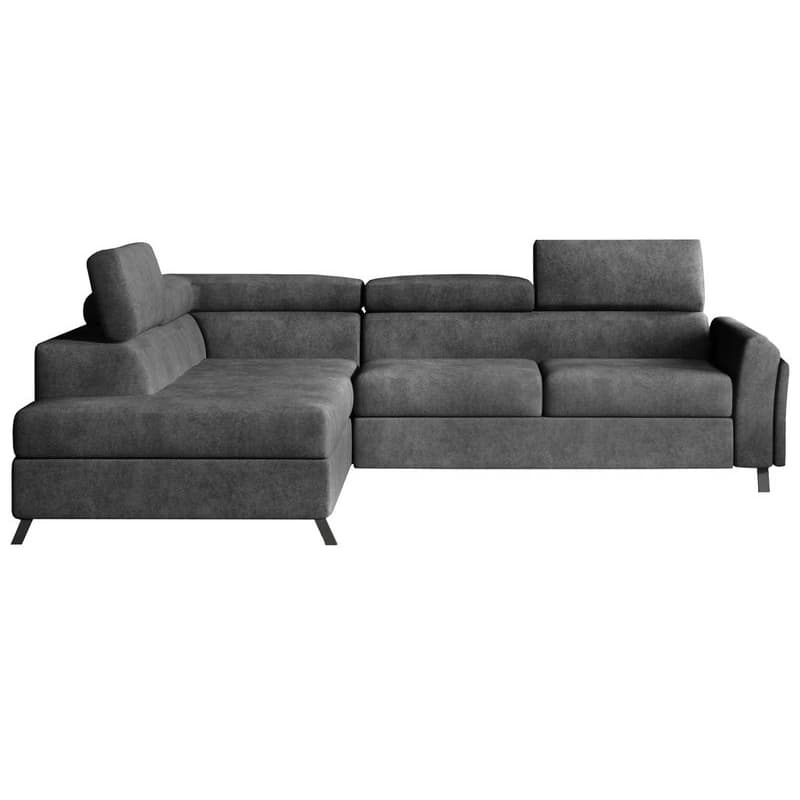 NABBI Korense L rohová sedačka s rozkladom a úložným priestorom tmavosivá (Dora 95)