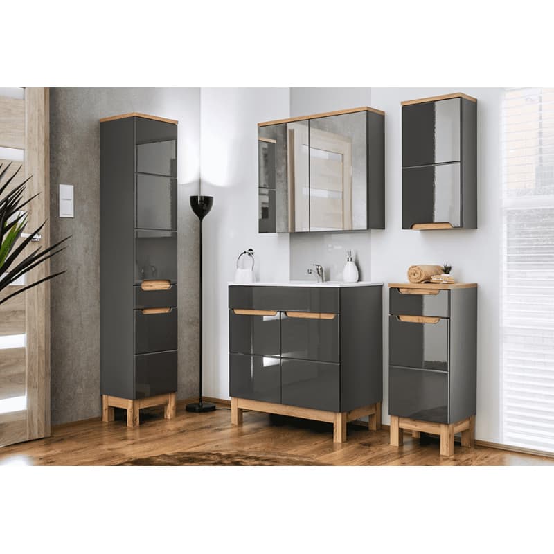 ArtCom Zrkadlová skrinka BALI Grafit 841 | 80 cm 2