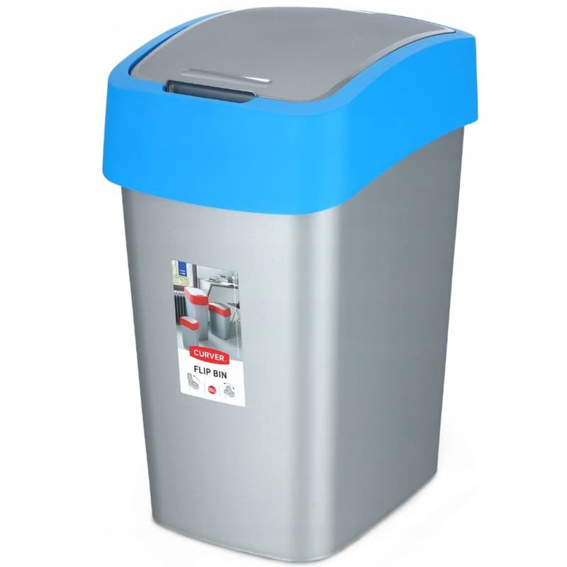 CURVER Odpadkový kôš FLIP BIN 45l | strieborná / modrá 3