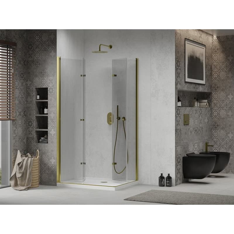 MEXEN/S - Lima Duo sprchovací kút 100x90, transparent, zlatá + vanička so sifónom 856-100-090-50-02-4010G 3
