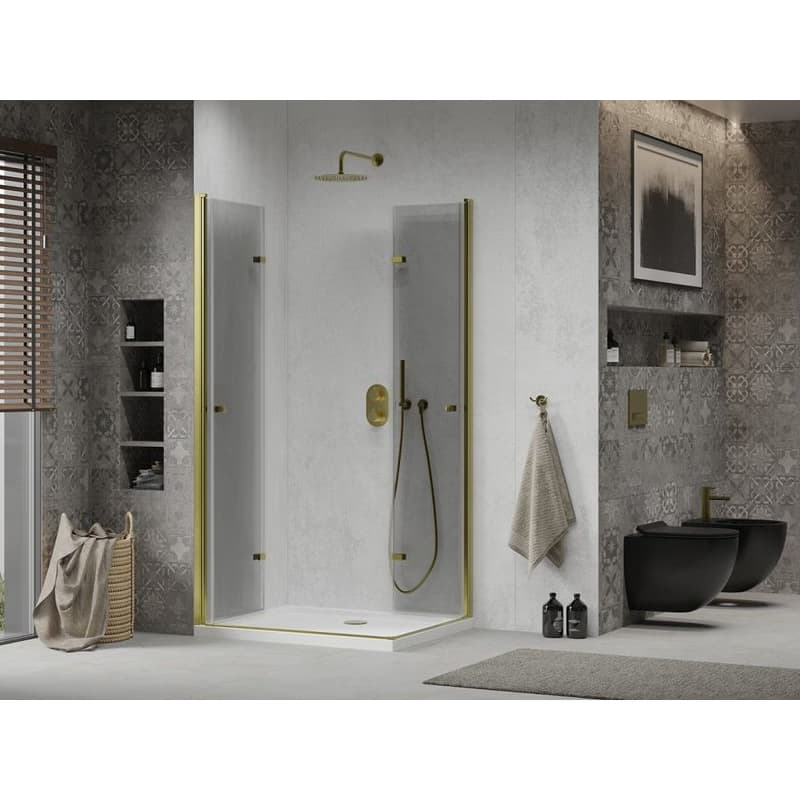MEXEN/S - Lima Duo sprchovací kút 100x90, transparent, zlatá + vanička so sifónom 856-100-090-50-02-4010G 4