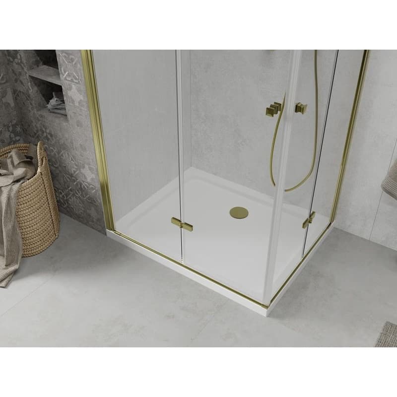 MEXEN/S - Lima Duo sprchovací kút 100x90, transparent, zlatá + vanička so sifónom 856-100-090-50-02-4010G 5