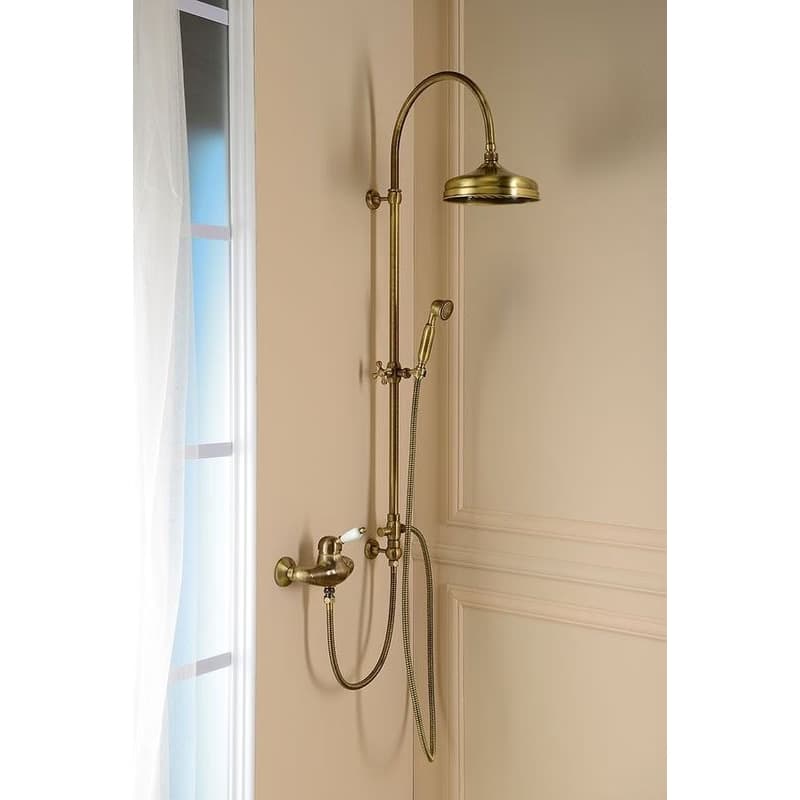 SAPHO - VANITY sprchový stĺp s pripojením vody na batériu, hlavová a ručná sprcha, bronz SET066 3