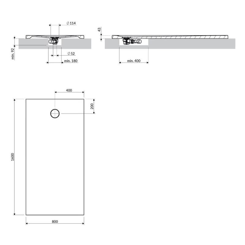 OMNIRES - Sprchová vanička AQUAROCK kompozit, protišmyková, obdĺžniková 80 x 160 cm, biela mat AQUAROCK80-160BM 4
