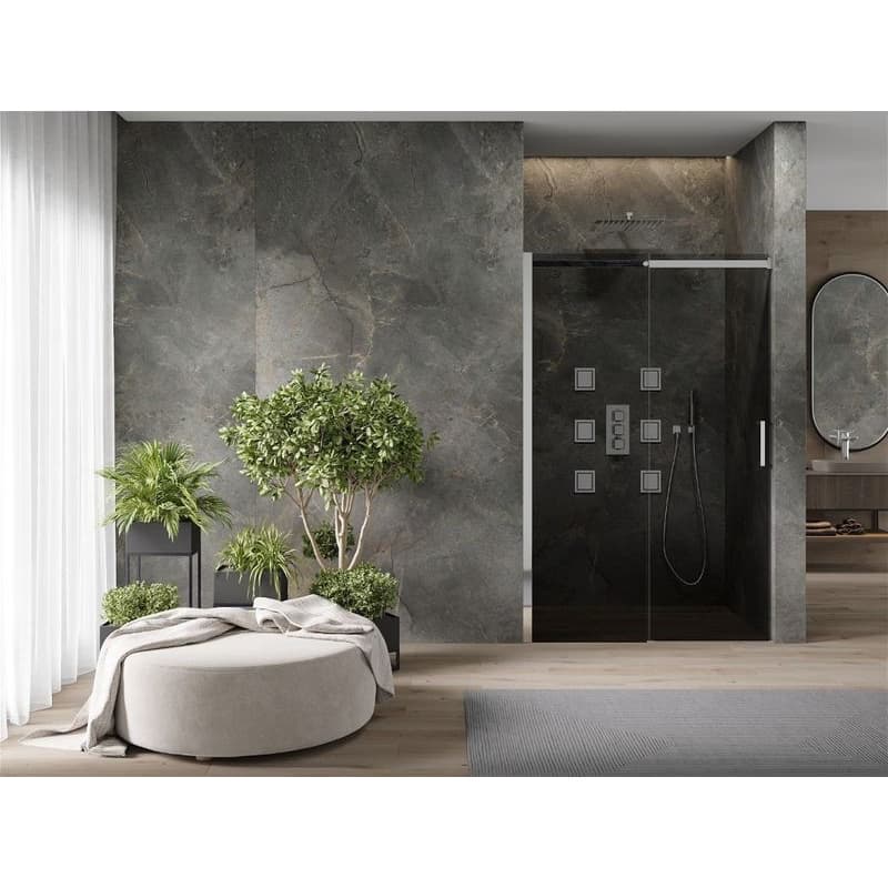 MEXEN - OMEGA posuvné dvere 140x190 cm 8 mm chróm, grey so sadou pre niku 825-140-000-01-40 2