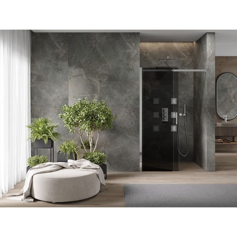 MEXEN - OMEGA posuvné dvere 140x190 cm 8 mm chróm, grey so sadou pre niku 825-140-000-01-40 3