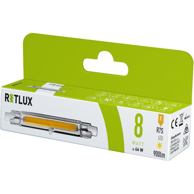 RLL 458 R7S J118 8W LED COB WW RETLUX 2