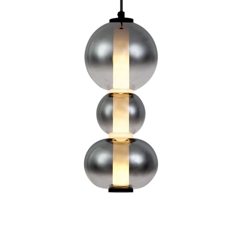 Art Deco závesná lampa čierna s dymovým a čírym sklom 3-svetlá vrátane LED - Lizzy 1