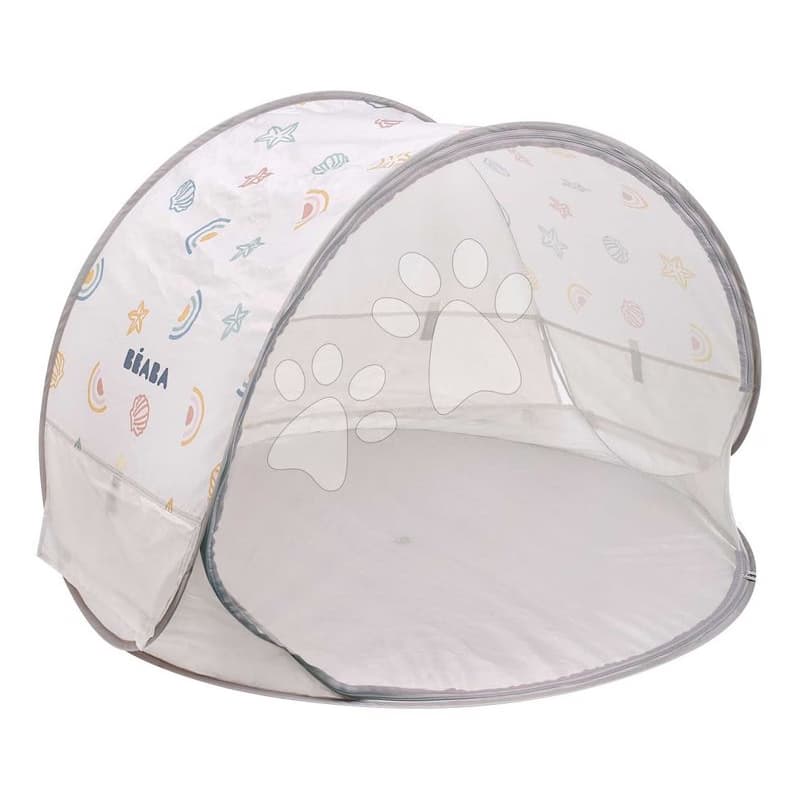 Plážový stan pre deti Breezy Anti UV Tent Clay Earth Beaba s 360° ventiláciou a ochranou proti piesku a hmyzu 120*85 cm béžový so vzorom od 0-36 mes 1
