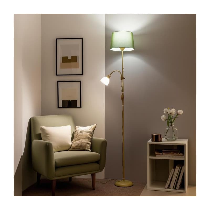 Brilagi - Stojacia lampa CERIA 1xE27/100W/230V + 1xE14/25W zlatá/zelená 1xBG2827+1xEG781039