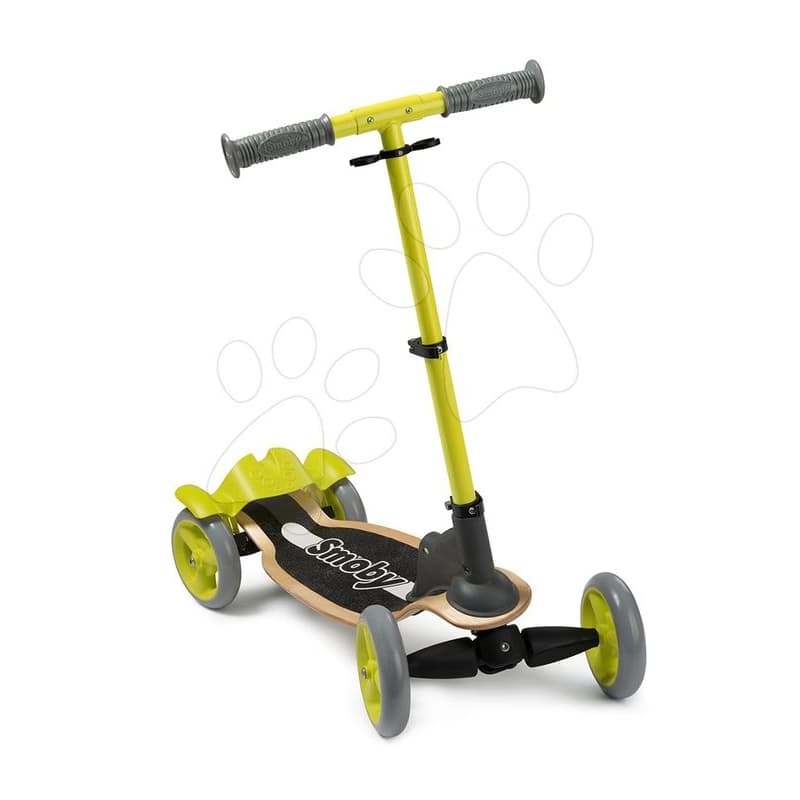 Drevená kolobežka štvorkolesová Wooden Scooter Smoby s intuitívnym ovládaním a výškovo nastaviteľná od 5 rokov 1