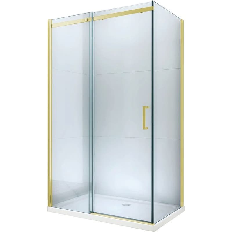 MEXEN/S - Omega Sprchovací kút 100x100, transparent, zlatý + vanička so sifónom 825-100-100-50-00-4010 1