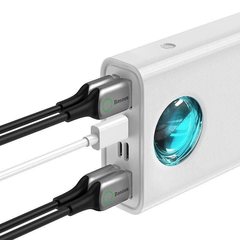 Baseus Amblight powerbanka s digitálnym displejom QC 30000mAh Overseas Edition + kábel Type-C/Type-C 100W 1m, biela 4