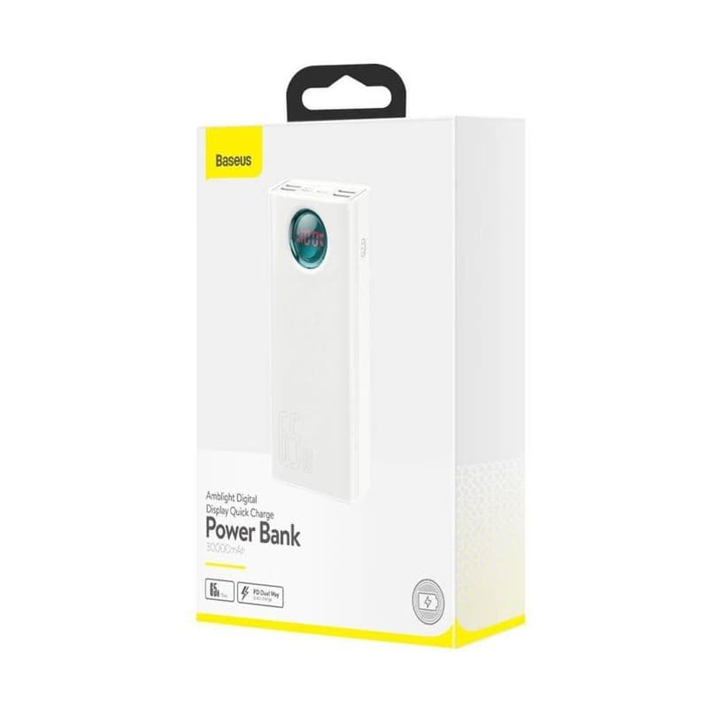 Baseus Amblight powerbanka s digitálnym displejom QC 30000mAh Overseas Edition + kábel Type-C/Type-C 100W 1m, biela 6