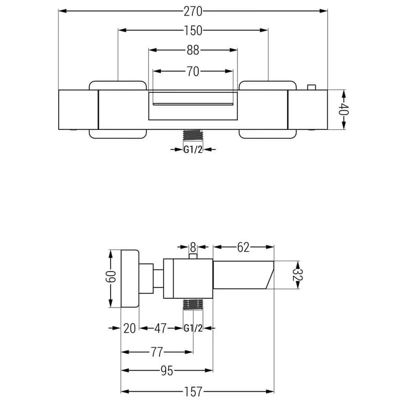 MEXEN - Termostatická vaňová batéria Cube, grafit 77360-66 2