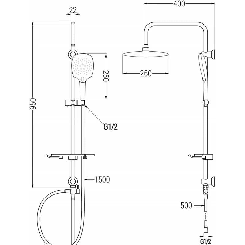 MEXEN/S - T22 chróm sprchový stĺp 798222293-00 2