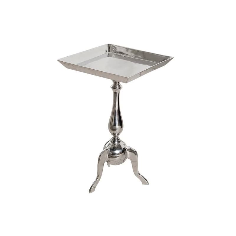 Estila Dizajnový glamour štvorcový príručný stolík Jardin s elegantnou tvarovanou nohou v lesklom chrómovom prevedení 55 cm