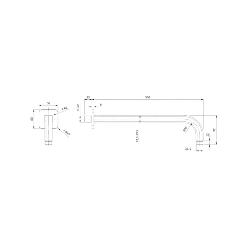 OMNIRES - nástenné sprchové rameno, 35 cm čierna mat /BLM/ RA15BL 3