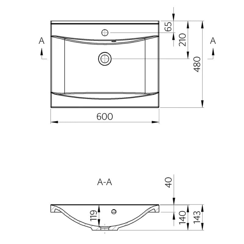 SAPHO - LUCIOLA umývadlo 60x48cm, liaty mramor, biela 50062 4