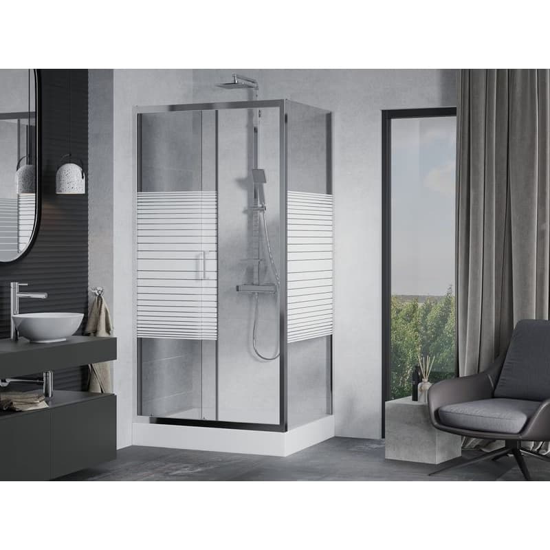 MEXEN/S - Apia Sprchovací kút 100x80, pruhy, chróm + vanička Rio 840-100-080-01-20-4510 3