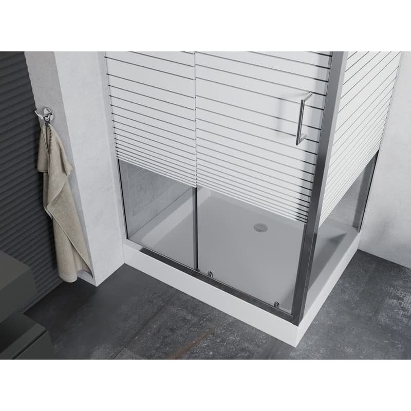 MEXEN/S - Apia Sprchovací kút 100x80, pruhy, chróm + vanička Rio 840-100-080-01-20-4510 4