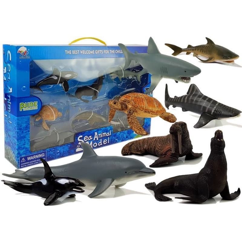 mamido Vzdelávacie figúrky Morské živočíchy 8 kusov Žraloky Tuleň Dolphin Mrož korytnačka 1