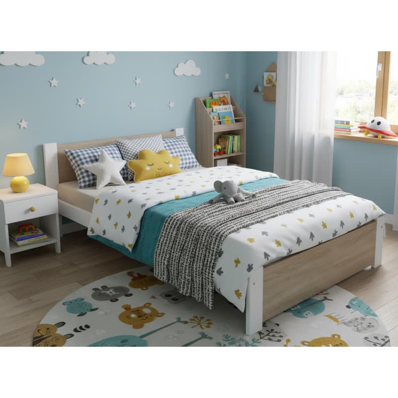 Elvisia Posteľ DEA s roštom | 90 x 200 cm Farba: Biela / dub sonoma 5