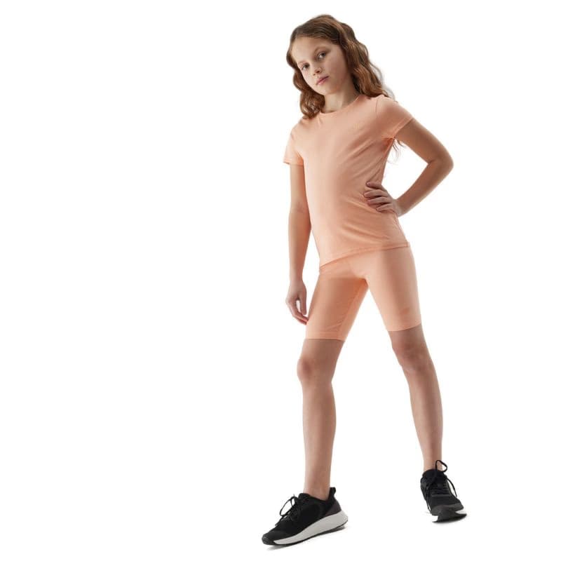 Dievčenské teplákové kraťasy 4F JUNIOR TIGHTS-4FJWSS24TTIGF129-65S-PALE CORAL 4