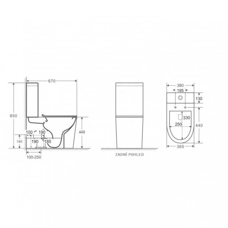 OLSEN SPA - Kombi WC Robusty RIMLESS sa SLIM sedadlom Soft-close OLKLT2125A 2