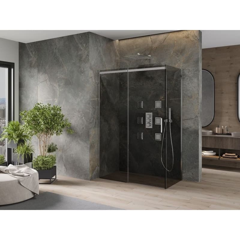 MEXEN/S - OMEGA sprchovací kút 150x80, grafit, chróm 825-150-080-01-40 2
