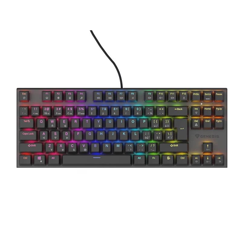 Genesis tichá herná klávesnica THOR 303/TKL/RGB/Outemu Peach/Drôtová USB/SK-SK layout/Čierna 1