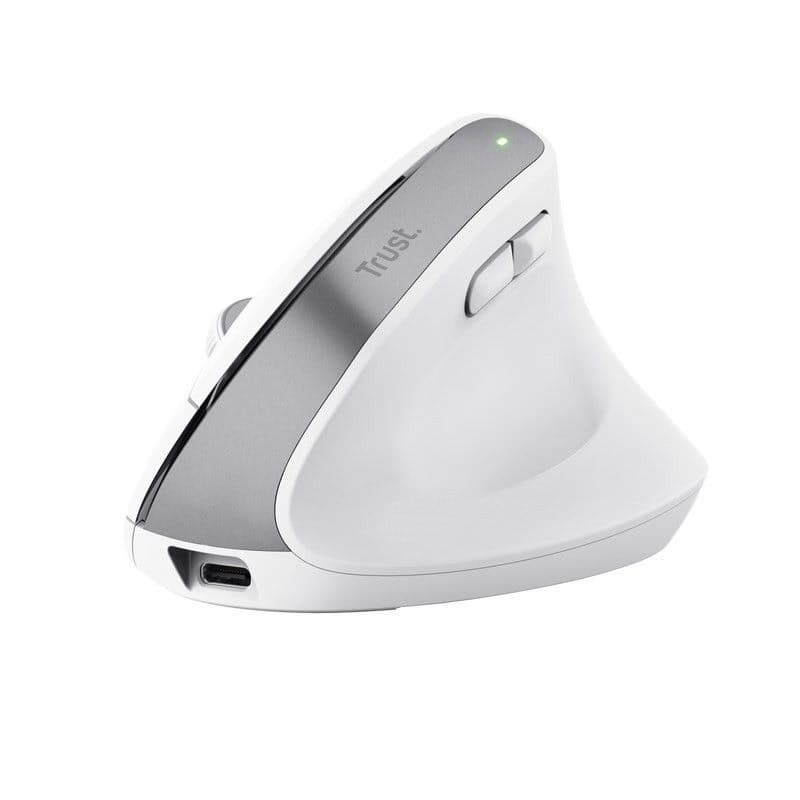 TRUST myš Bayo+ Ergonomická vertikálna myš, Bezdrôtová, biela