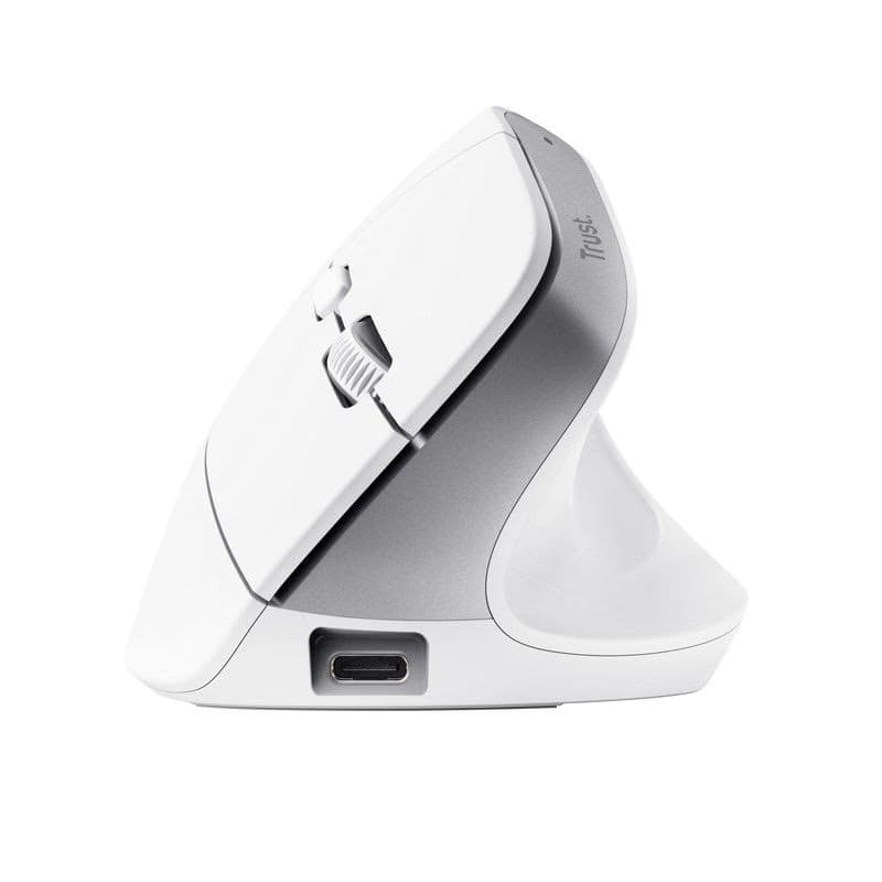 TRUST myš Bayo+ Ergonomická vertikálna myš, Bezdrôtová, biela 2