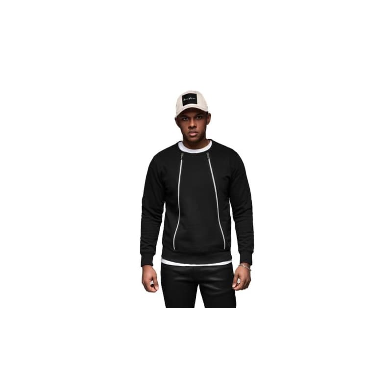 Pánska mikina OMBRE Sweatshirt OM-SSNZ-0187 V-1 black 1