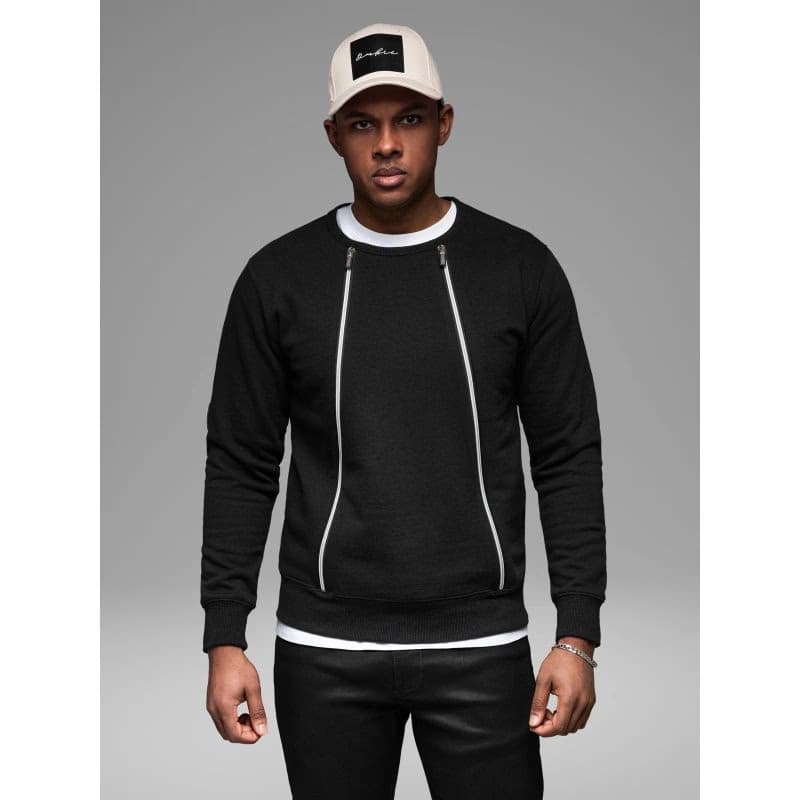 Pánska mikina OMBRE Sweatshirt OM-SSNZ-0187 V-1 black 2