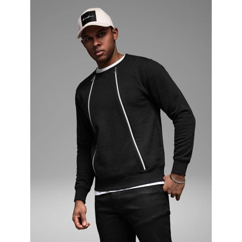 Pánska mikina OMBRE Sweatshirt OM-SSNZ-0187 V-1 black 3