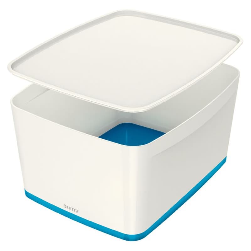 LEITZ Úložný box s vekom MyBox, veľkosť L, biela/modrá