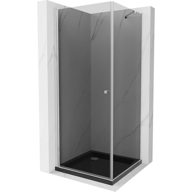 MEXEN/S - Pretória sprchovací kút 80x80, grafit, chróm + sprchová vanička vrátane sifónu 852-080-080-01-40-4070