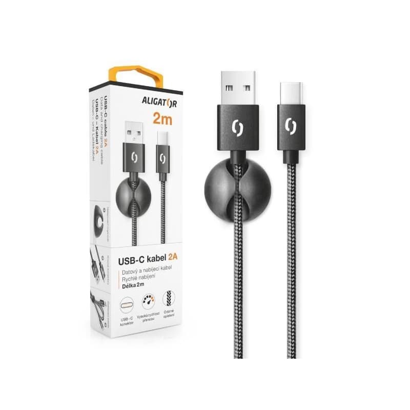 ALIGATOR dátový kábel PREMIUM 2A, USB-C, dĺžka 2 m, čierna 1
