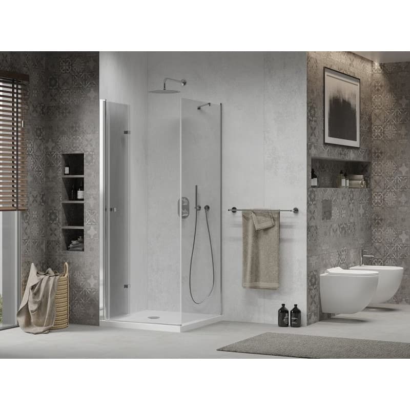MEXEN/S - Sprchovací kút zalamovací Lima 90x90, sklo číre, chróm + vanička 856-090-090-00-00-4010 4
