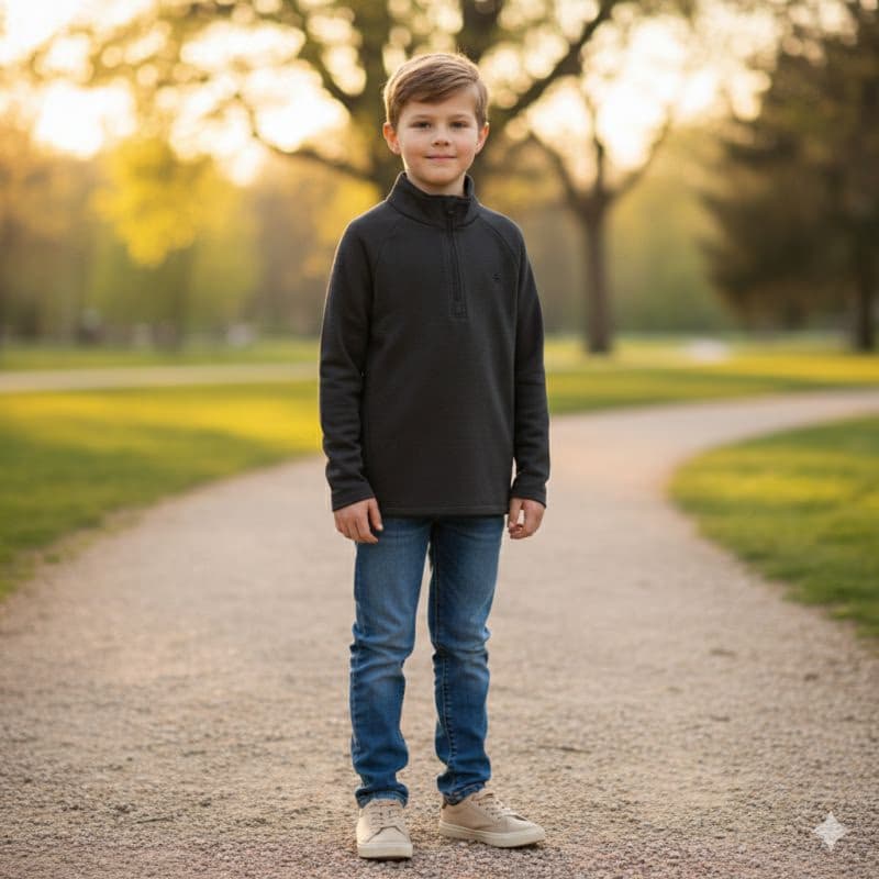 Detská lyžiarska mikina s 1 2 zipsom COLOR KIDS Fleece Pulli - Stretch-1919-Phantom 5