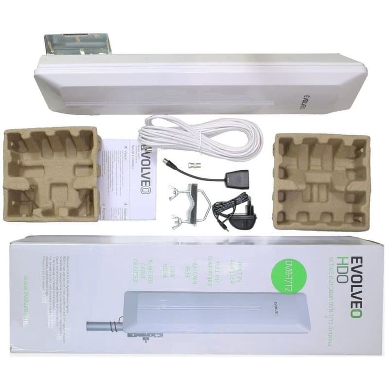 EVOLVEO HDO, aktívna vonkajšia DVB-T2 anténa, filter LTE, 4G, 5G 6