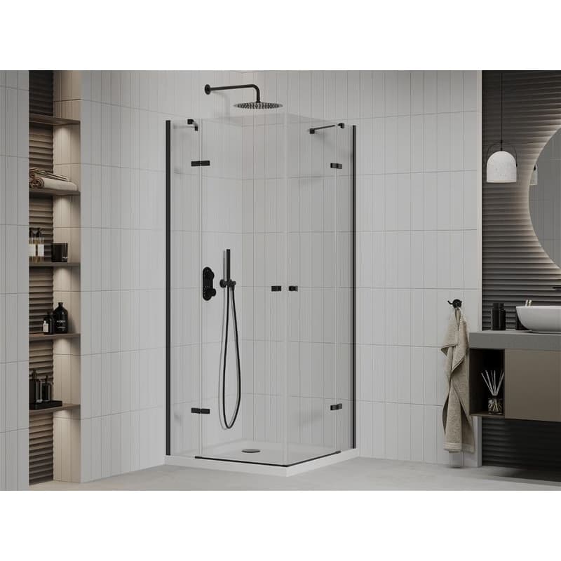 MEXEN/S - Roma Duo sprchovací kút 90x90, transparent, čierna + vanička so sifónom 854-090-090-70-02-4010B 2