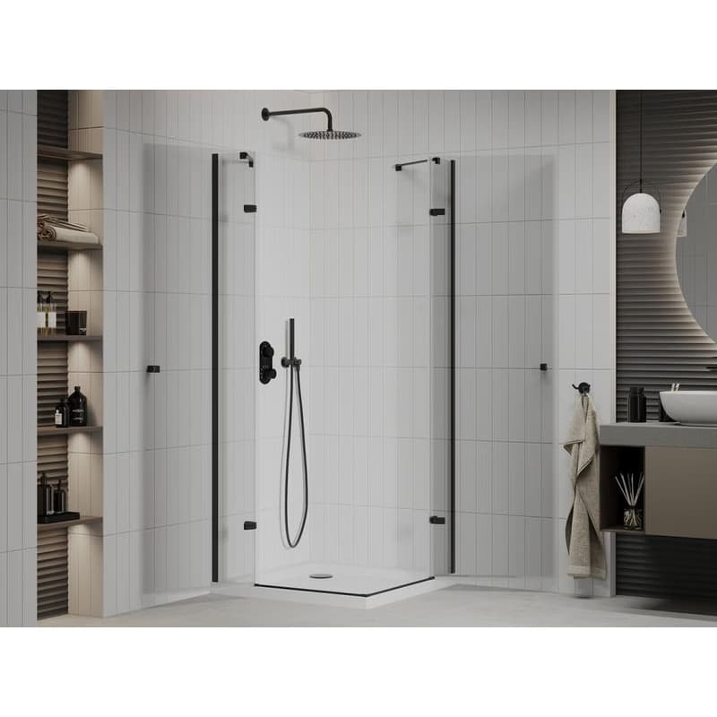 MEXEN/S - Roma Duo sprchovací kút 90x90, transparent, čierna + vanička so sifónom 854-090-090-70-02-4010B 3