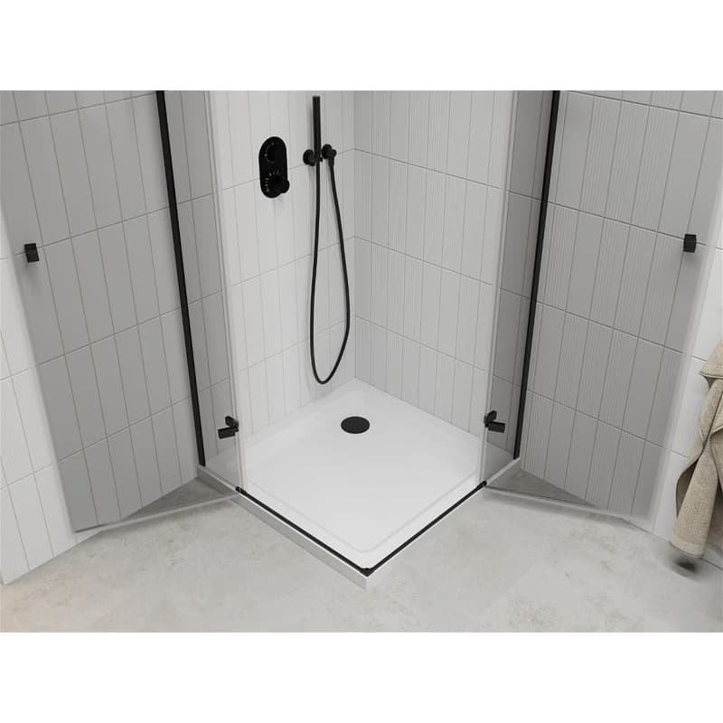 MEXEN/S - Roma Duo sprchovací kút 90x90, transparent, čierna + vanička so sifónom 854-090-090-70-02-4010B 5