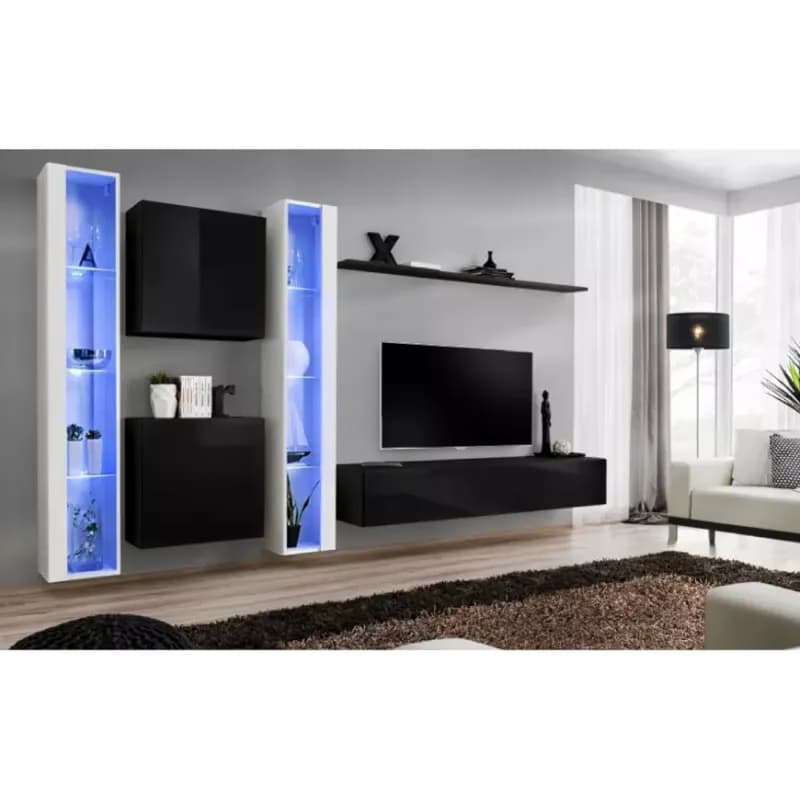 Obývacia stena Switch XVI Sklo +LED Biely/čierna 1