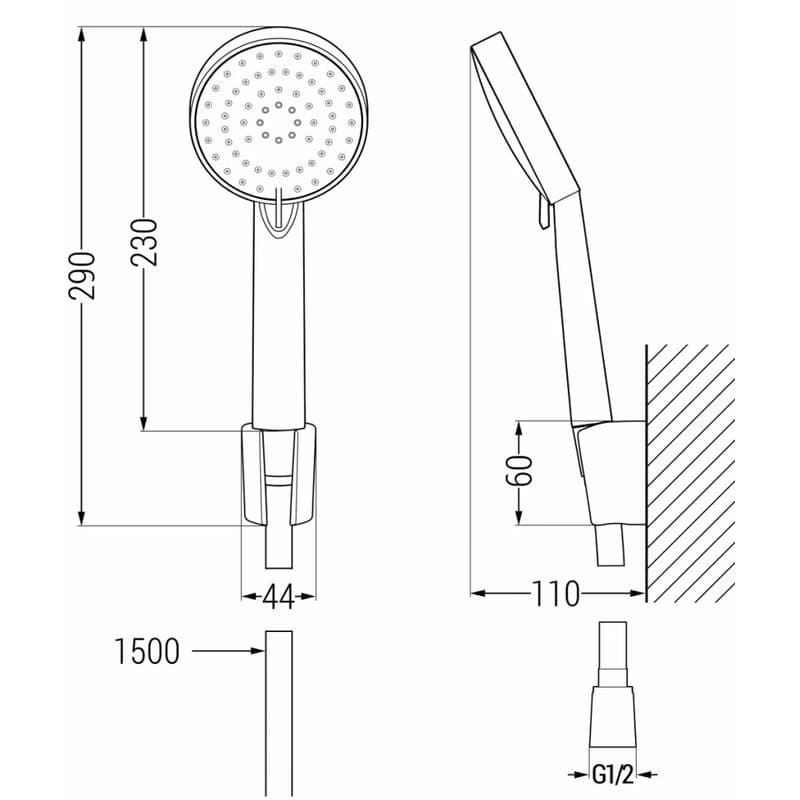 MEXEN/S - R75 Kama vaňová batéria so sprchou set, čierna 7253R75-70 3